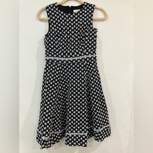 Calvin Klein Black Dress with White Embroidery